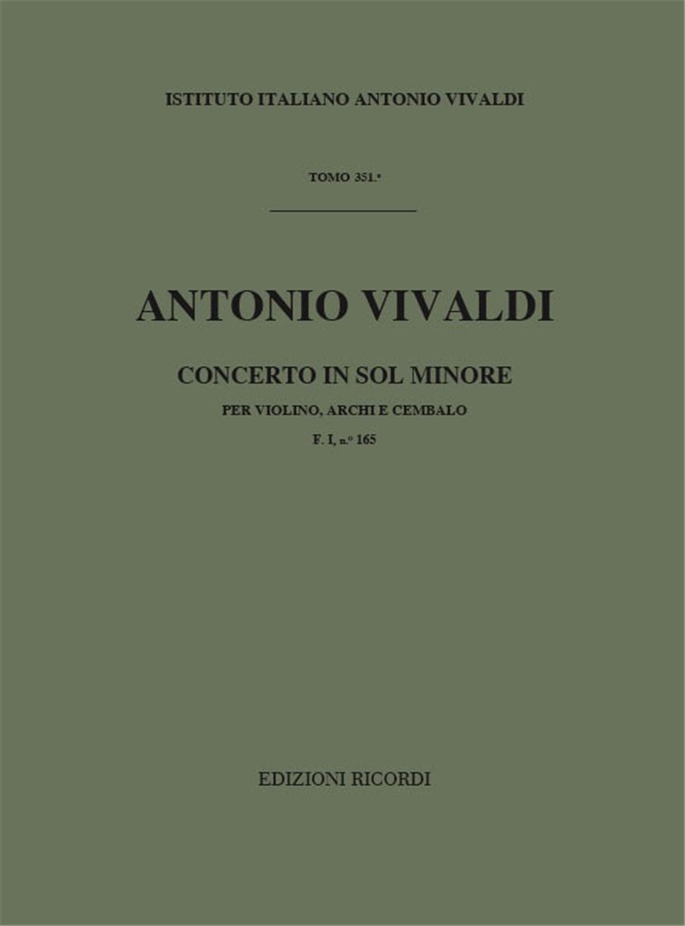 Concerti Per Vl., Archi E B.C.: In Sol Min. Rv 319